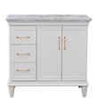 37 in. Single Wooden Vanity  White White Carrara Rectangle Right Door.Right Sink