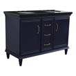 49 in. Double Wooden Vanity Blue with Black Galaxy Oval Sink