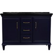 49 in. Double Wooden Vanity Blue with Black Galaxy Oval Sink