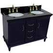 49 in. Double Wooden Vanity Blue with Black Galaxy Oval Sink