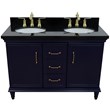 49 in. Double Wooden Vanity Blue with Black Galaxy Oval Sink