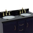 49 in. Double Wooden Vanity Blue with Black Galaxy Oval Sink