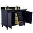 49 in. Double Wooden Vanity Blue with Black Galaxy Oval Sink