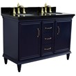 49 in. Double Wooden Vanity Blue with Black Galaxy Oval Sink