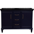 49 in. Double Wooden Vanity Blue with Black Galaxy Rectangle Sink