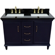 49 in. Double Wooden Vanity Blue with Black Galaxy Rectangle Sink