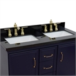 49 in. Double Wooden Vanity Blue with Black Galaxy Rectangle Sink
