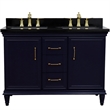 49 in. Double Wooden Vanity Blue with Black Galaxy Rectangle Sink