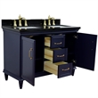 49 in. Double Wooden Vanity Blue with Black Galaxy Rectangle Sink