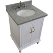 25 in. Single Wooden Vanity  White with Gray Granite Oval Sink