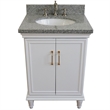 25 in. Single Wooden Vanity  White with Gray Granite Oval Sink