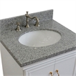 25 in. Single Wooden Vanity  White with Gray Granite Oval Sink