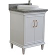 25 in. Single Wooden Vanity  White with Gray Granite Round Sink