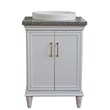 25 in. Single Wooden Vanity  White with Gray Granite Round Sink