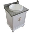 25 in. Single Wooden Vanity  White with Gray Granite Round Sink