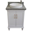 25 in. Single Wooden Vanity  White with Gray Granite Round Sink