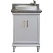 25 in. Single Wooden Vanity  White with Gray Granite Round Sink