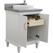 25 in. Single Wooden Vanity  White with Gray Granite Round Sink