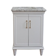 25 in. Single Wooden Vanity  White with White Carrara Oval Sink