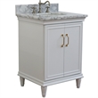25 in. Single Wooden Vanity  White with White Carrara Oval Sink