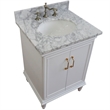 25 in. Single Wooden Vanity  White with White Carrara Oval Sink