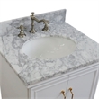 25 in. Single Wooden Vanity  White with White Carrara Oval Sink