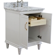 25 in. Single Wooden Vanity  White with White Carrara Oval Sink