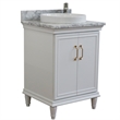 25 in. Single Wooden Vanity  White with White Carrara Rectangle Sink