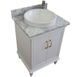 25 in. Single Wooden Vanity  White with White Carrara Rectangle Sink