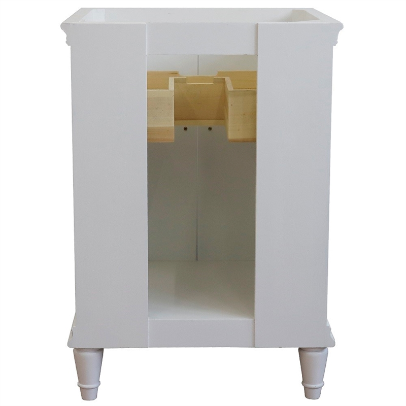 25 in. Single Wooden Vanity  White with White Carrara Rectangle Sink