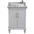 25 in. Single Wooden Vanity  White with White Carrara Rectangle Sink