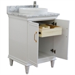 25 in. Single Wooden Vanity  White with White Carrara Rectangle Sink