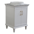 25 in. Single Wooden Vanity  White with White Carrara Rectangle Sink
