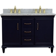 49 in. Double Wooden Vanity Blue with Gray Granite Oval Sink
