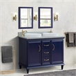 49 in. Double Wooden Vanity Blue with Gray Granite Round Sink