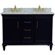 49 in. Double Wooden Vanity Blue with White Carrara Rectangle Sink
