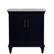 31 in. Single Wooden Vanity  Blue with White Carrara Oval Sink
