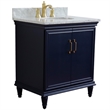 31 in. Single Wooden Vanity  Blue with White Carrara Oval Sink