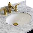31 in. Single Wooden Vanity  Blue with White Carrara Oval Sink