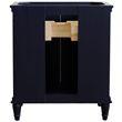 31 in. Single Wooden Vanity  Blue with White Carrara Oval Sink