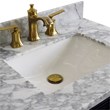 31 in. Single Wooden Vanity  Blue with White Carrara Rectangle Sink