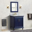 31 in. Single Wooden Vanity  Blue with White Carrara Rectangle Sink