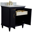 31 in. Single Wooden Vanity  Blue with White Carrara Rectangle Sink
