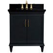 31 in. Single Wooden Vanity  Dark Gray with Black Galaxy Rectangle Sink