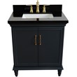 31 in. Single Wooden Vanity  Dark Gray with Black Galaxy Rectangle Sink