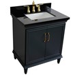 31 in. Single Wooden Vanity  Dark Gray with Black Galaxy Rectangle Sink