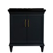 31 in. Single Wooden Vanity  Dark Gray with Black Galaxy Rectangle Sink