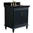 31 in. Single Wooden Vanity  Dark Gray with Black Galaxy Rectangle Sink