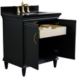 31 in. Single Wooden Vanity  Dark Gray with Black Galaxy Rectangle Sink