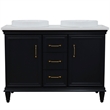 49 in. Double Wooden Vanity Dark Gray with White Quartz Round Sink